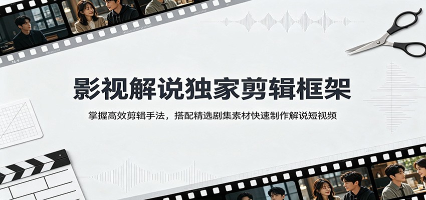 影视解说独家剪辑框架：掌握高效剪辑手法，搭配精选剧集素材快速制作解说短视频-资源之家