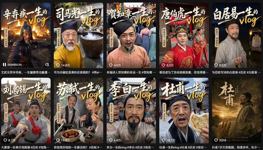 历史人物，诗人一生Vlog教学， AI制作丨伙伴计划丨精选收益丨商单收徒 ，新领域红利期，抓紧做-资源之家