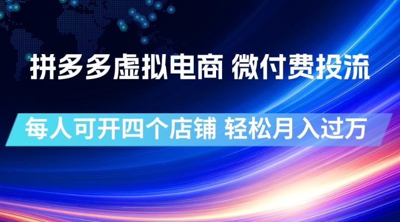 拼多多虚拟电商，微付费投流玩法，每人可开四个店，轻松月入过1W【揭秘】-资源之家
