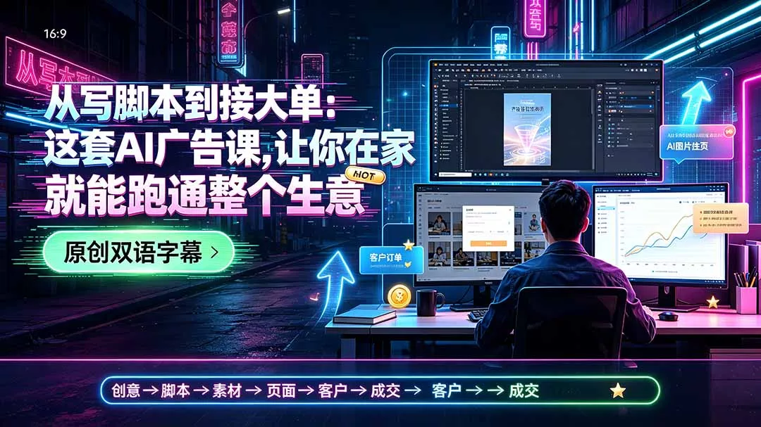 从写脚本到接大单:这套AI广告课,让你在家就能跑通整个生意【原创双语字幕】-资源之家