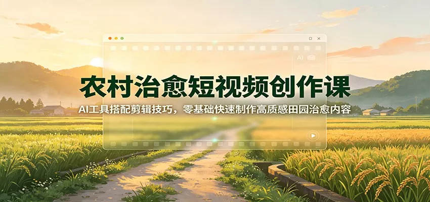 农村治愈短视频创作课：AI工具搭配剪辑技巧，零基础快速制作高质感田园治愈内容-资源之家