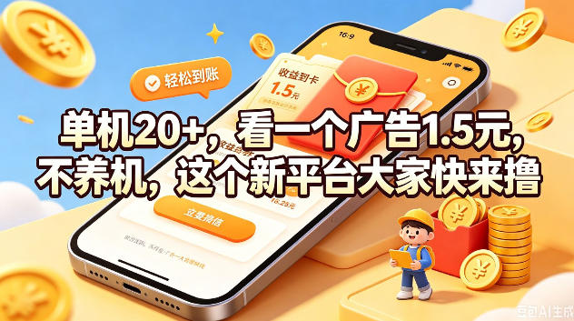 单机20+,看一个广告1.5米,不养机,这个新平台大家快来撸【揭秘】-资源之家