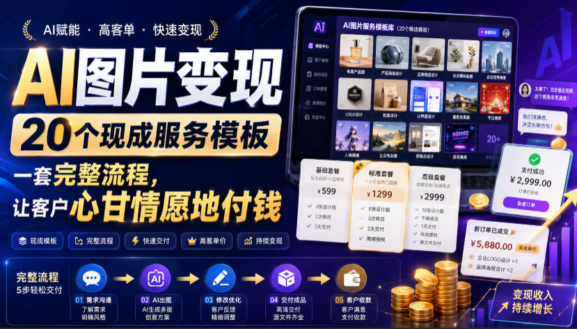 AI图片变现,20个现成服务模板,一套完整流程,让客户心甘情愿地付钱【原创双语字幕】-资源之家