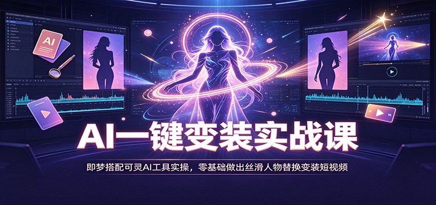 AI一键变装实战课：即梦搭配可灵AI工具实操，零基础做出丝滑人物替换变装短视频-资源之家