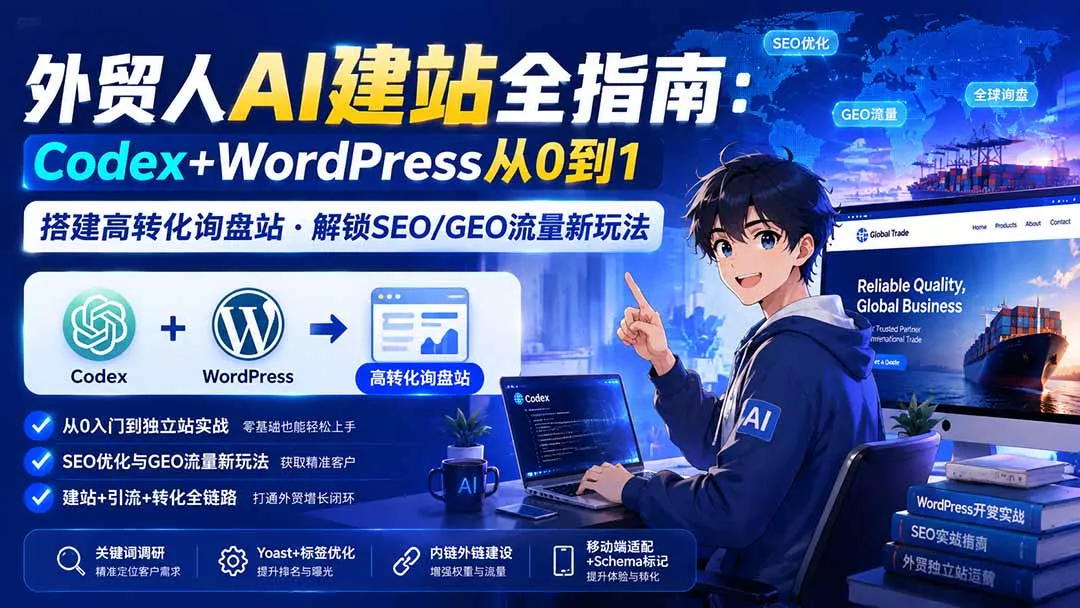 外贸人AI建站全指南：Codex+WordPress从0到1·搭建高转化询盘站·解锁SEO/GEO流量新玩法-更新-资源之家