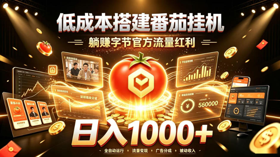低成本搭建番茄挂G，躺賺字节官方流量红利，日入1k+，全程傻瓜式落地【揭秘】-资源之家