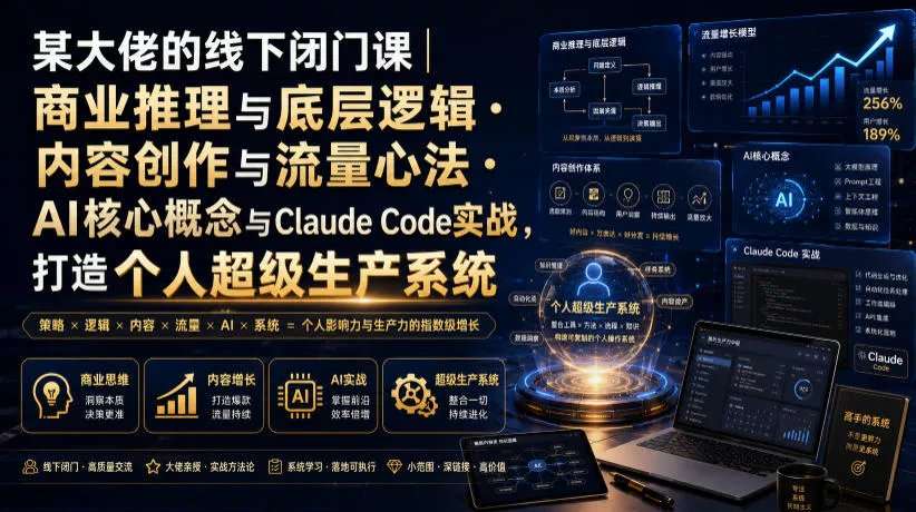 某大佬的线下闭门课|商业推理与底层逻辑・内容创作与流量心法・AI核心概念与Claude Code实战,打造个人超级生产系统【录音+图片】-资源之家