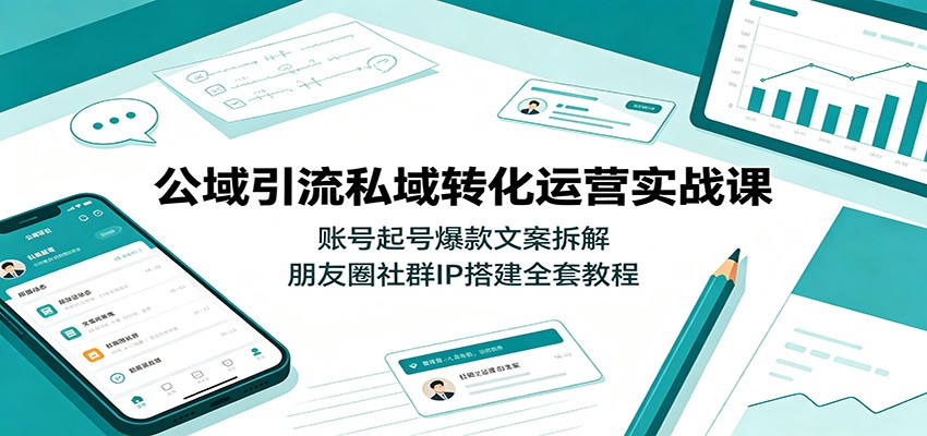 公域引流私域转化运营实战课：账号起号爆款文案拆解，朋友圈社群IP搭建全套教程-资源之家