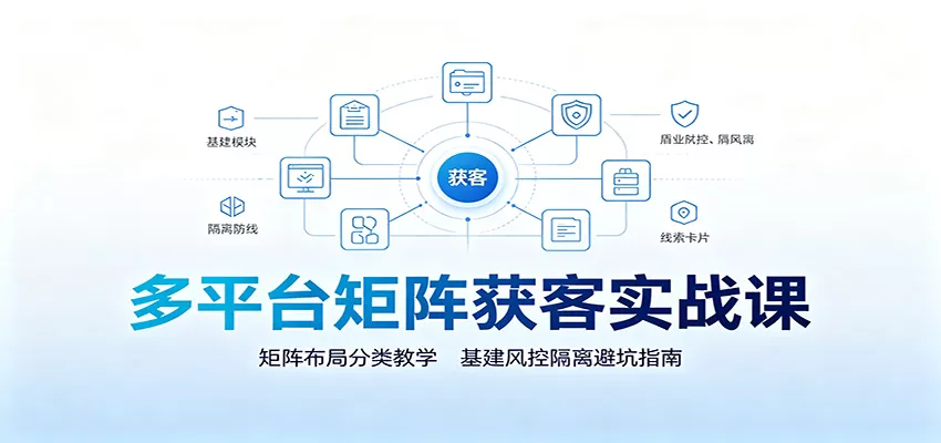 多平台矩阵获客实战课：矩阵布局分类教学，基建风控隔离避坑指南-资源之家