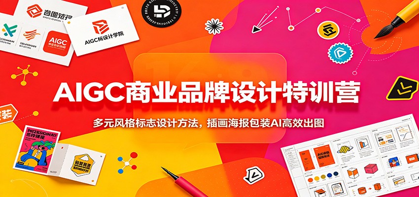 AIGC商业品牌设计特训营：多元风格标志设计方法，插画海报包装AI高效出图-资源之家