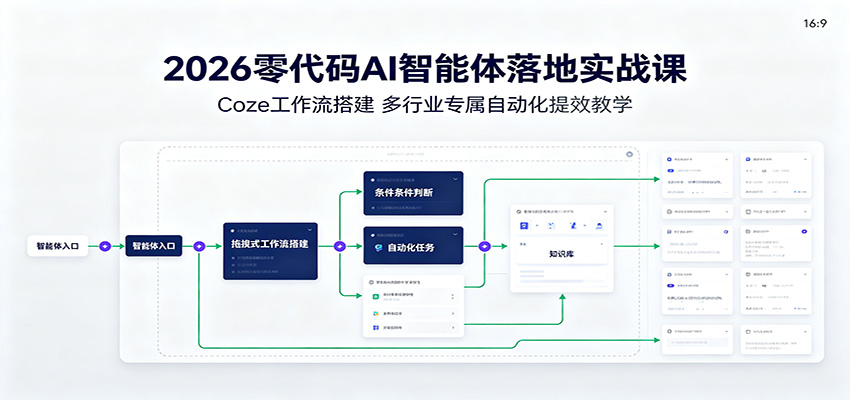 2026零代码AI智能体落地实战课:Coze工作流搭建,多行业专属自动化提效教学-资源之家