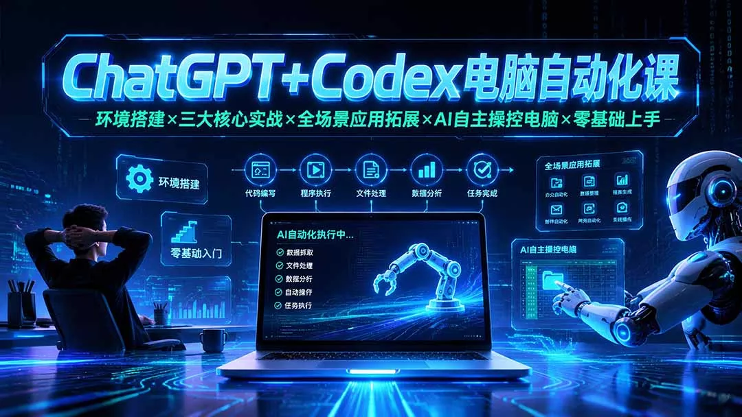 ChatGPT+Codex电脑自动化课：环境搭建×三大核心实战×全场景应用拓展×AI自主操控电脑×零基础上手-资源之家