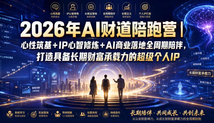 2026年AI财道陪跑营｜心性筑基+IP心智修炼+AI商业落地全周期陪伴，打造具备长期财富承载力的超级个人IP-资源之家