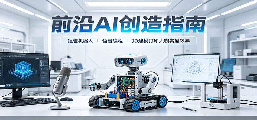 前沿AI创造指南：组装机器人、语音编程、3D建模打印大咖实操教学-资源之家