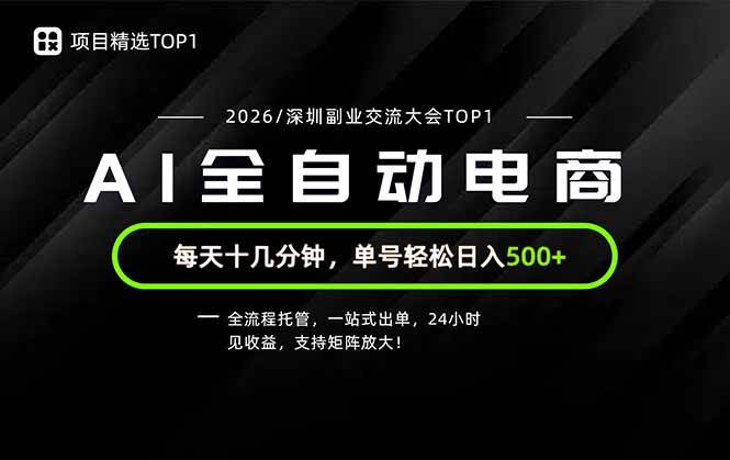 （19783期）副业精选TOP1，全流程托管，24小时见收益，单号轻松日入500+-资源之家