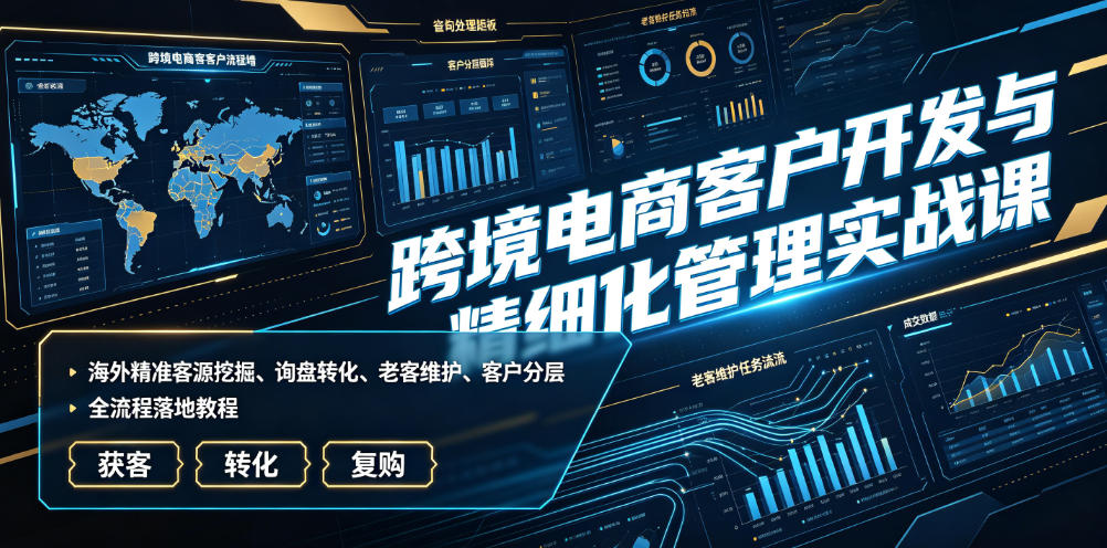 跨境电商客户开发与精细化管理实战课|海外精准客源挖掘、询盘转化、老客维护、客户分层全流程落地教程-资源之家