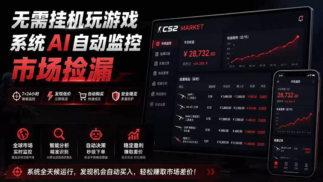 系统AI自动监控市场捡漏，不用玩游戏|只需要一部手机|支持任何形式数据验证-资源之家
