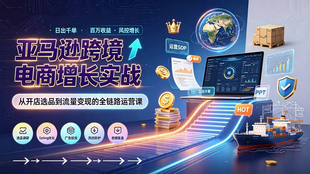亚马逊0-1孵化特训营8期:从注册风控到稳定日出千单实战,规避审核封店风险,标准化执行流程落地-资源之家