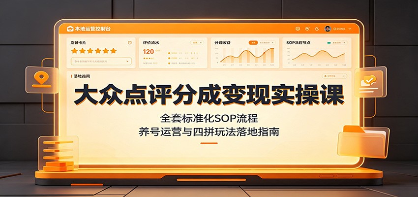 大众点评分成变现实操课：全套标准化SOP流程，养号运营与四拼玩法落地指南-资源之家