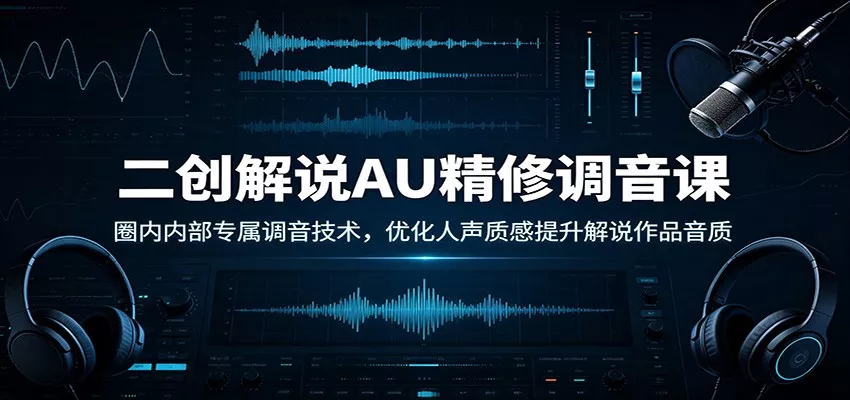 二创解说AU精修调音课：圈内内部专属调音技术，优化人声质感提升解说作品音质-资源之家