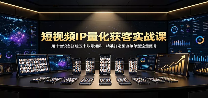 短视频IP量化获客实战课：用十台设备搭建五十账号矩阵，精准打造引流接单型流量账号-资源之家