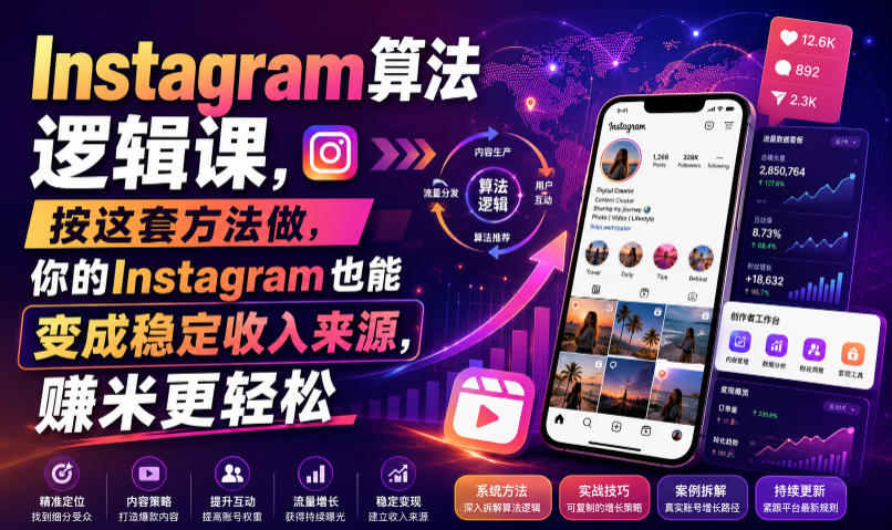 Instagram算法逻辑课，按这套方法做，你的Instagram也能变成稳定收入来源，賺米更轻松【原创双语字幕】-资源之家