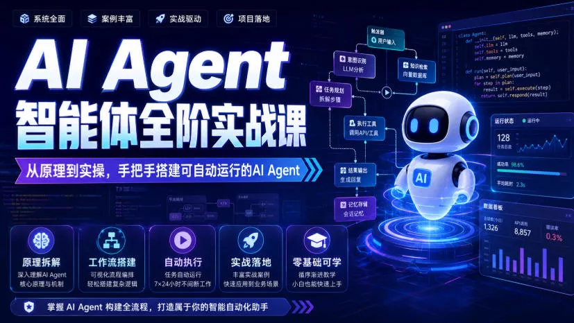 AI Agent智能体全阶实战课，从原理到实操，手把手搭建可自动运行的AI Agent-资源之家
