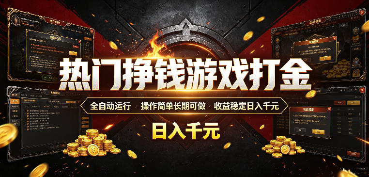 热门挣钱游戏打金,全自动运行,操作简单长期可做,收益稳定日入千元,新手可做【揭秘】-资源之家