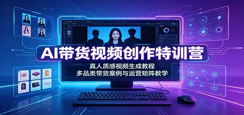 AI带货视频创作特训营：真人质感视频生成教程，多品类带货案例与运营矩阵教学-资源之家