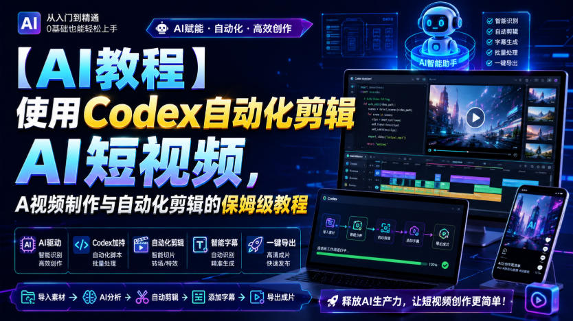【AI教程】使用Codex自动化剪辑AI短视频，AI视频制作与自动化剪辑的保姆级教程-资源之家