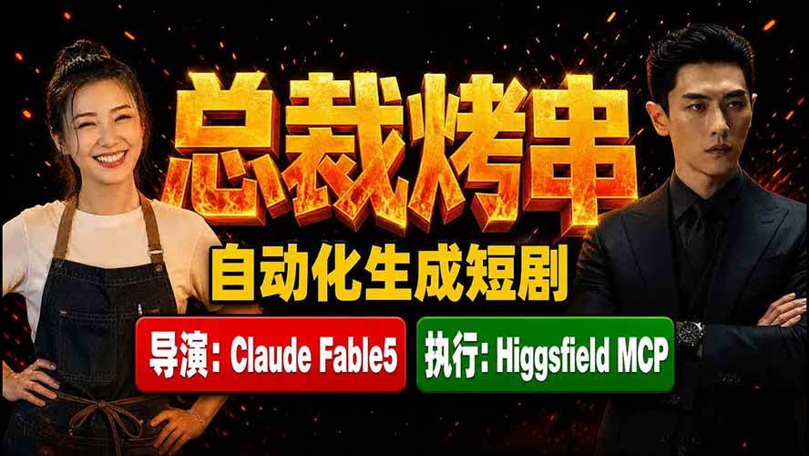 （19541期）《总裁烤串》真人短剧全自动诞生！Claude Fable5 当导演，Higgsfield MCP 执行！-资源之家