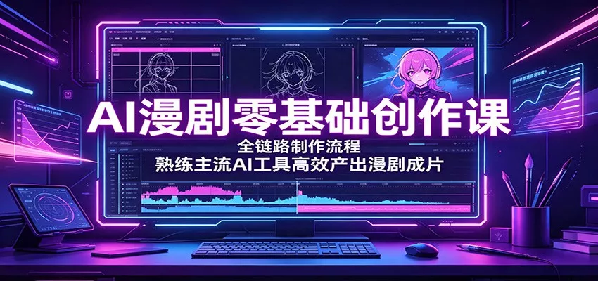 AI漫剧零基础创作课：全链路制作流程，熟练主流AI工具高效产出漫剧成片-资源之家