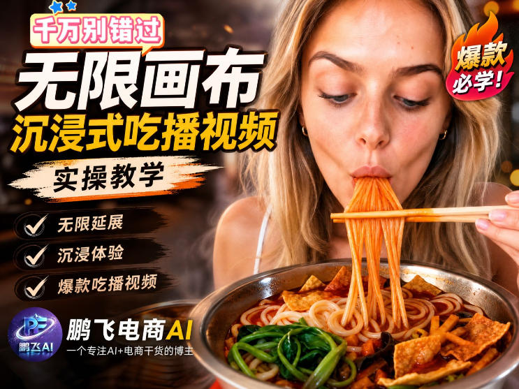 保姆级教程｜用AI无线画布做沉浸式吃播，3步直接出片，无线画布工作流，操作简单好上手-资源之家