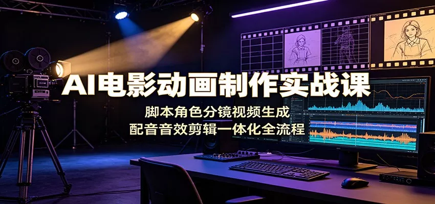 AI电影动画制作实战课：脚本角色分镜视频生成，配音音效剪辑一体化全流程-资源之家