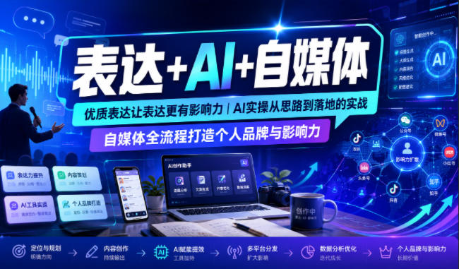 表达+AI+自媒体，优质表达让表达更有影响力|AI实操从思路到落地的实战|自媒体全流程打造个人品牌与影响力-资源之家