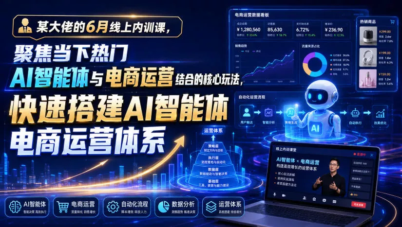某大佬的6月线上内训课，聚焦当下热门AI智能体与电商运营结合的核心玩法，快速搭建AI智能体电商运营体系-资源之家