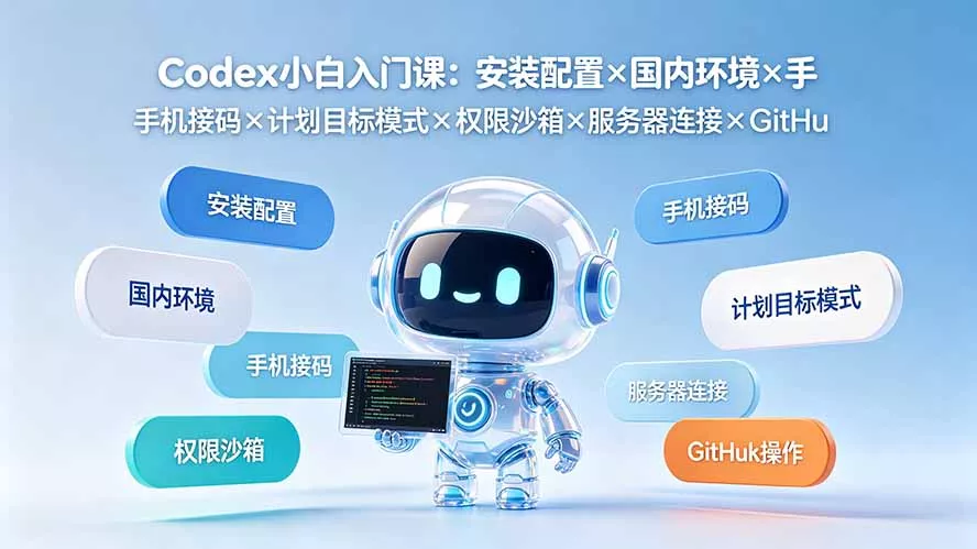 Codex小白入门课:安装配置×国内环境×手机接码×计划目标模式×权限沙箱×服务器连接×GitHub操作-资源之家
