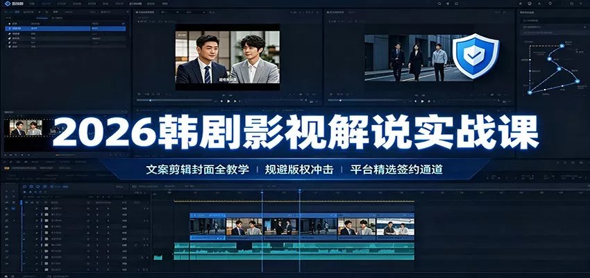 2026韩剧影视解说实战课：文案剪辑封面全教学，规避版权冲击平台精选签约通道-资源之家