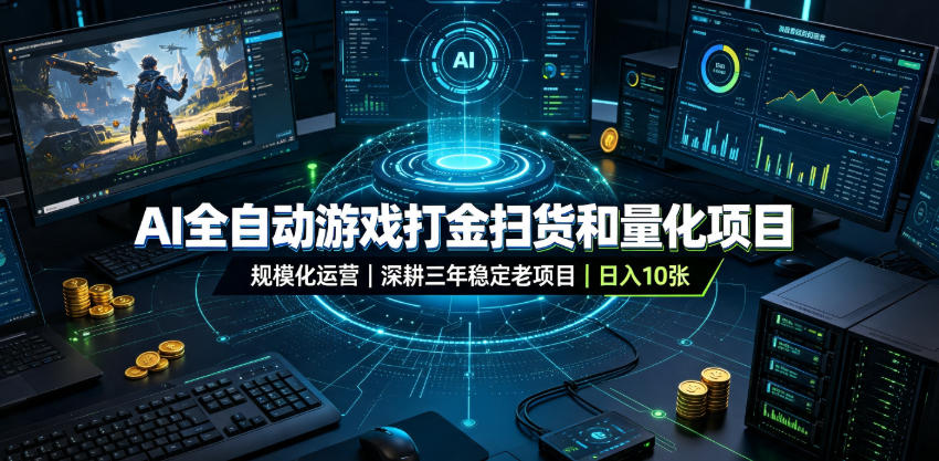 AI全自动游戏打金扫货和量化项目,规模化运营日入10张,深耕三年稳定老项目!【揭秘】 AI全自动游戏打金扫货和量化项目,规模化运营日入10张,深耕三年稳定老项目!【揭秘】