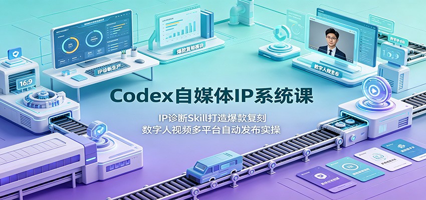 Codex自媒体IP系统课:IP诊断Skill打造爆款复刻,数字人视频多平台自动发布实操-资源之家