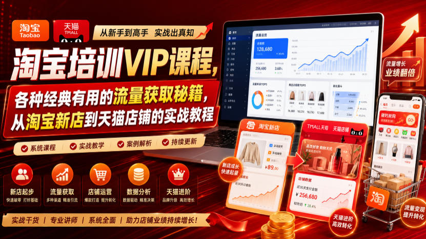 淘宝培训VIP课程,各种经典有用的流量获取秘籍,从淘宝新店到天猫店铺的实战教程(更新7月)-资源之家