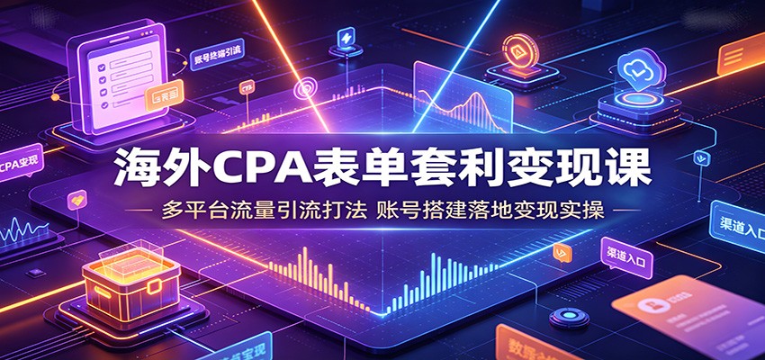 海外CPA表单套利变现课:多平台流量引流打法,账号搭建落地变现实操-资源之家