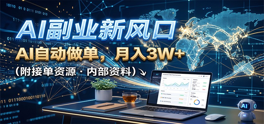 AI副业新风口，AI自动做单，月入3W+，附接单资源-资源之家