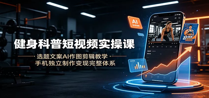 健身科普短视频实操课:选题文案AI作图剪辑教学,手机独立制作变现完整体系-资源之家