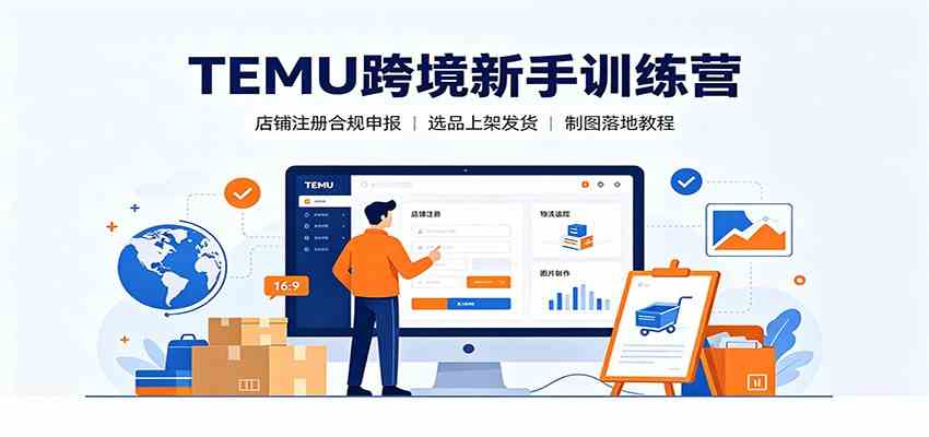 TEMU跨境新手训练营：店铺注册合规申报，选品上架发货制图落地教程-资源之家