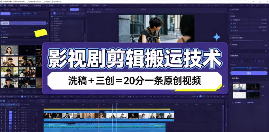 影视剧剪辑搬运技术，洗稿+三创=20分一条原创视频-资源之家