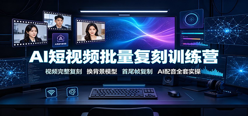 AI短视频批量复刻训练营:视频完整复刻,换背景模型、首尾帧复制、AI配音全套实操-资源之家