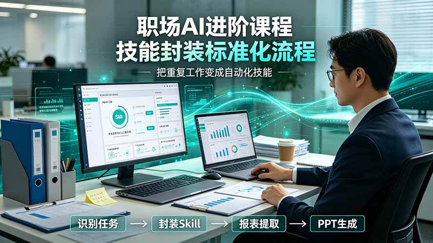 （19369期）职场AI进阶课程；多类实用Skill工具实操，专属技能封装标准化流程，报表行业报告一键提取核心内容-资源之家