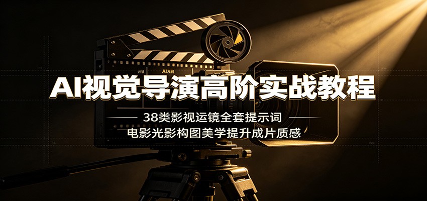 AI视觉导演高阶实战教程：38类影视运镜全套提示词，电影光影构图美学提升成片质感-资源之家