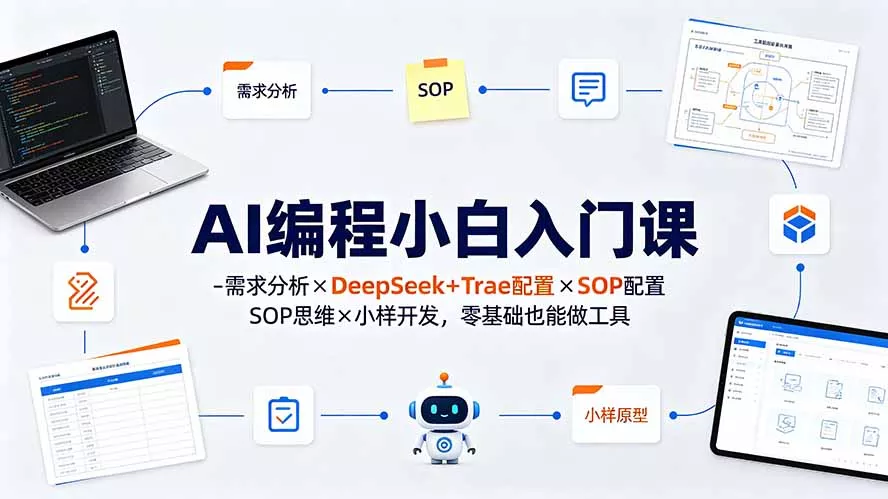 AI编程小白入门课-需求分析×DeepSeek+Trae配置×SOP思维×小样开发，零基础也能做工具-资源之家